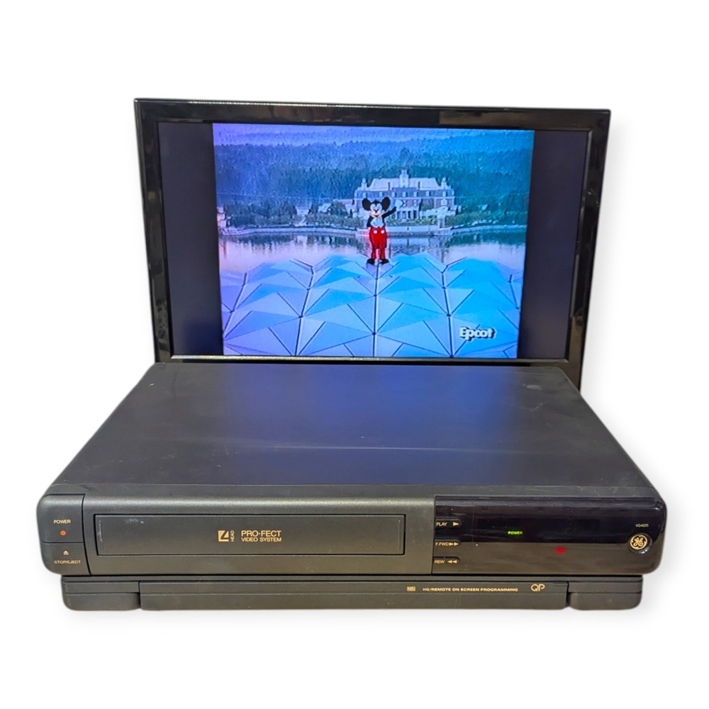 GE VG4025 VCR 4-Head Pro-Fect Video System Black Player Retro Home Media